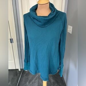 Sundance Waffle Knit Cowl Neck Long‎ Sleeve Comfy Tunic Top